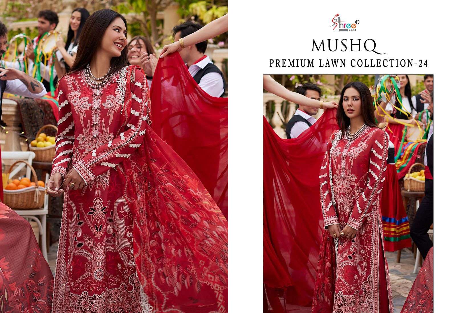 Shree Mushq 24 Chiffon Dupatta Pakistani Suit Wholesale catalog