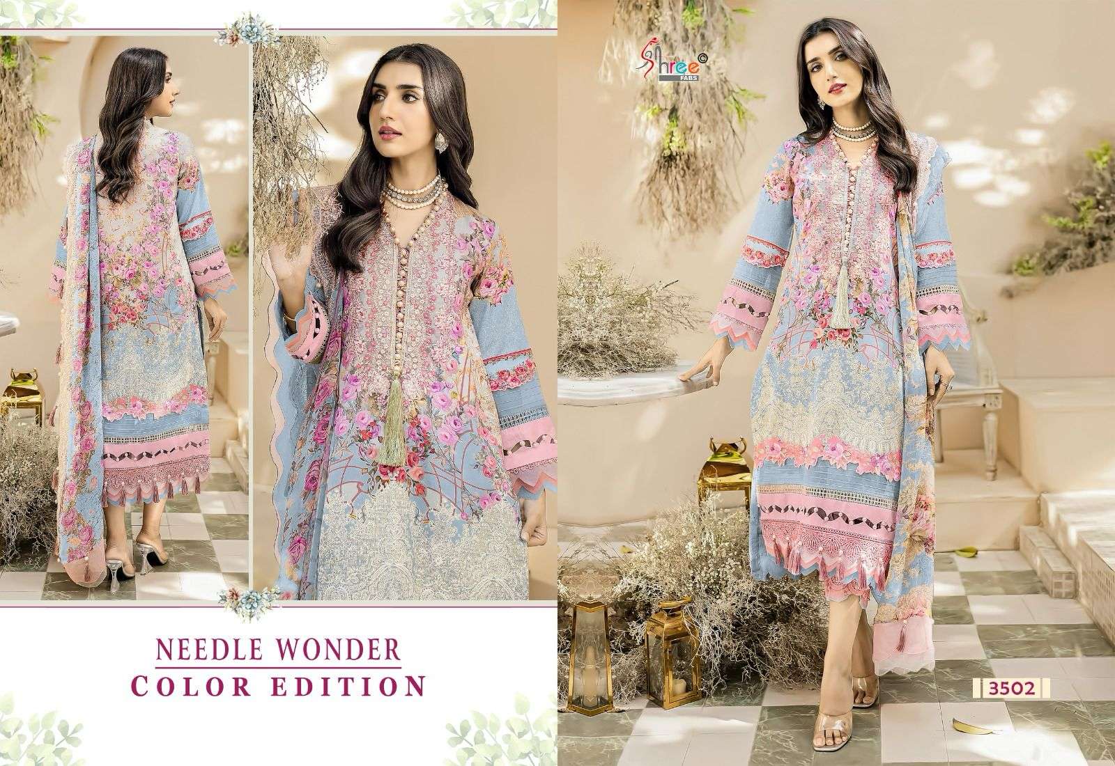 Shree Needle Wonder Color Edition Chiffon Dupatta Salwar Kameez Wholesale catalog