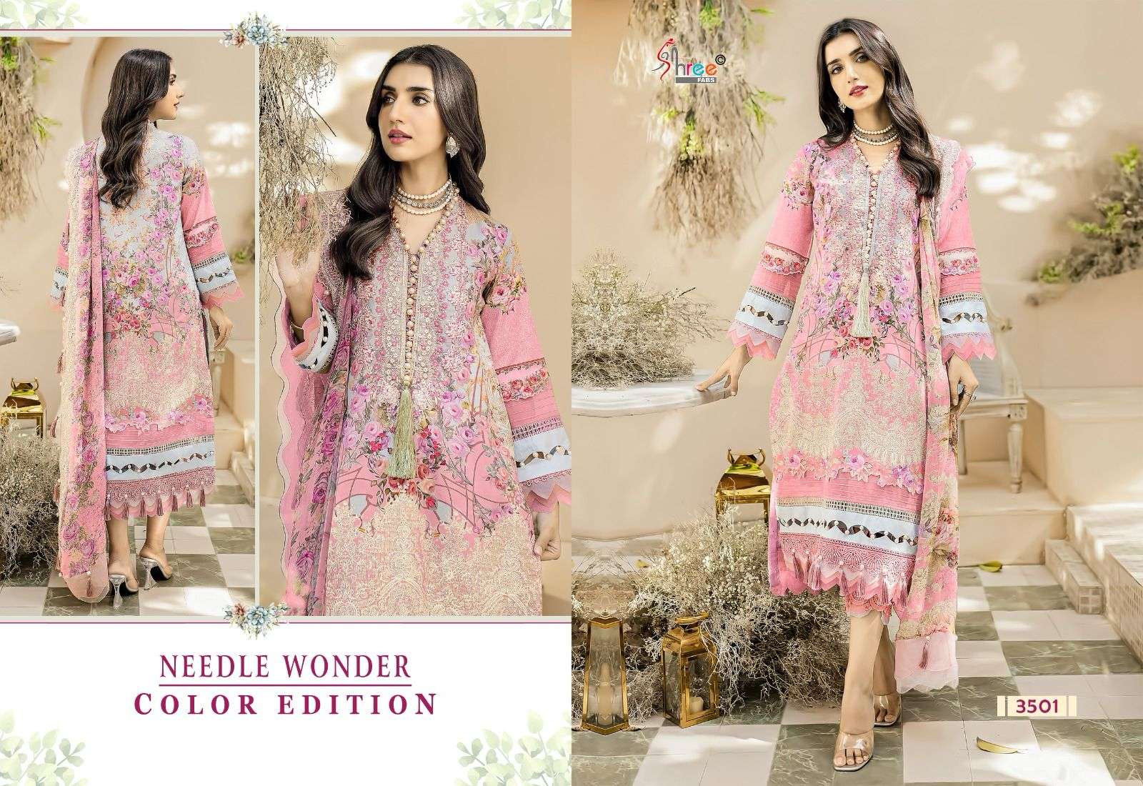 Shree Needle Wonder Color Edition Cotton Dupatta Salwar Suit Wholesale catalog