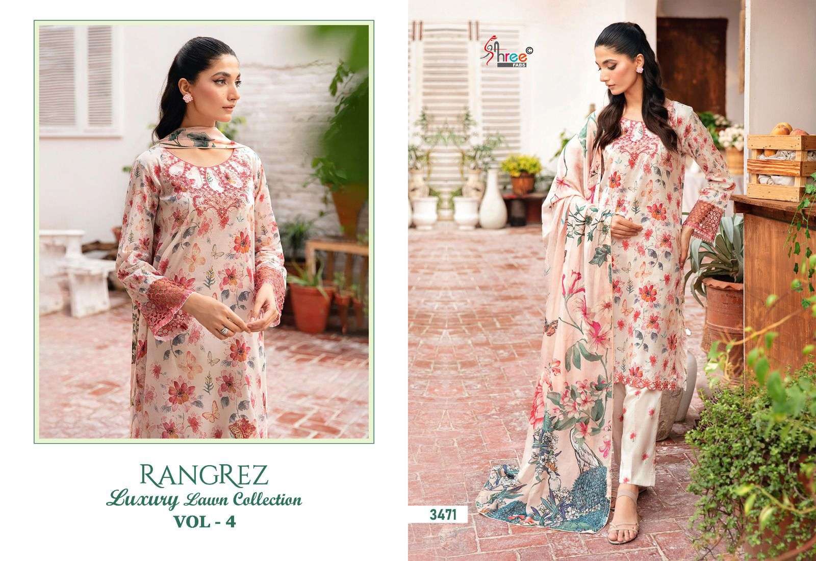 Shree Rangrez Vol 4 Cotton Dupatta Pakistani Suits Wholesale catalog