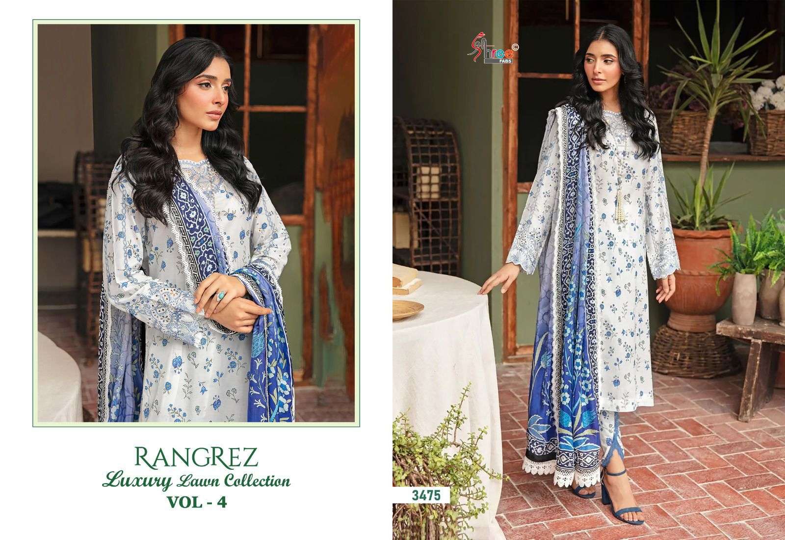 Shree Rangrez Vol 4 Cotton Dupatta Pakistani Suits Wholesale catalog