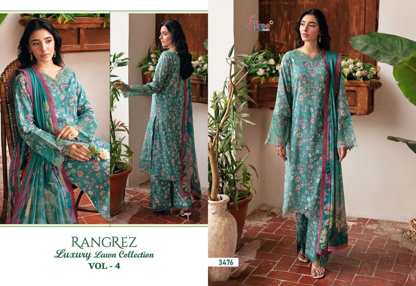 Shree Rangrez Vol 4 Cotton Dupatta Pakistani Suits Wholesale catalog
