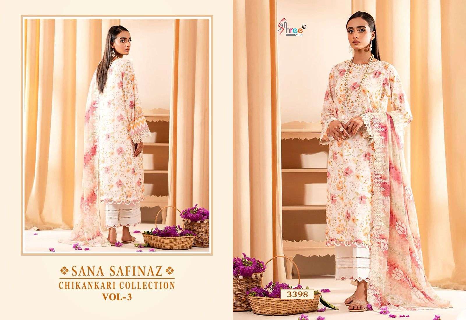 Shree Sana Safinaz Chikankari Vol 3 Chiffon Dupatta Salwar Kameez Wholesale catalog