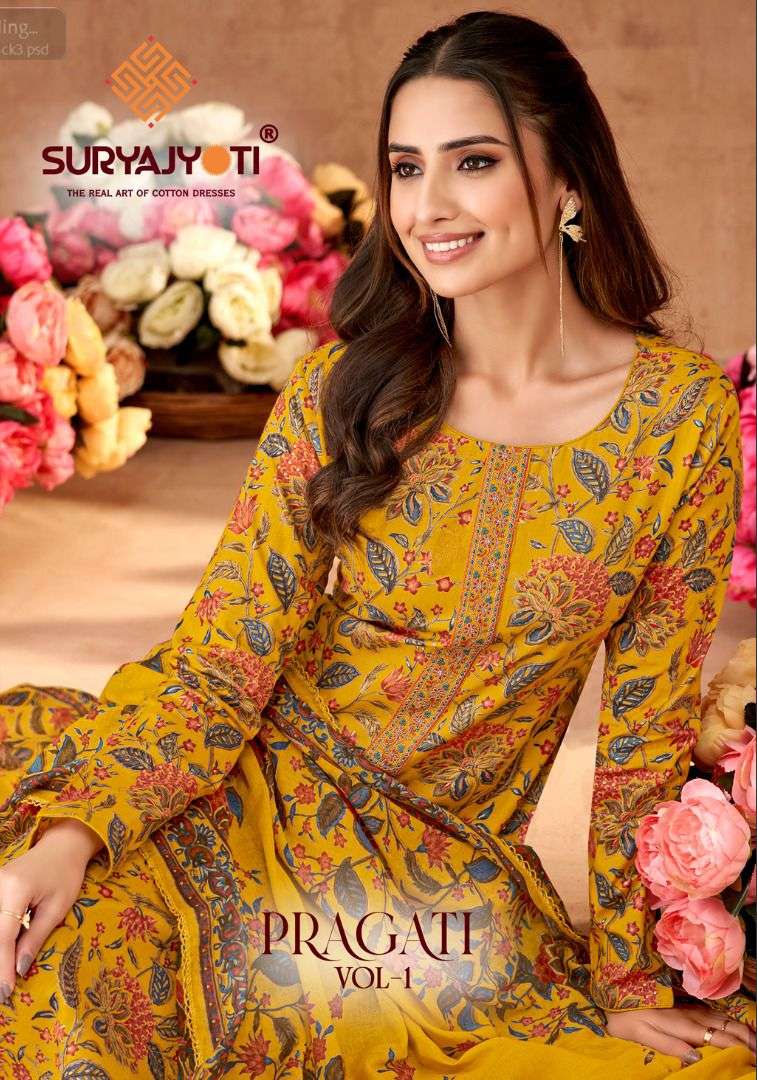 Suryajyoti Pragati Vol- 1 -Cotton Dress Material Wholesale Catalog