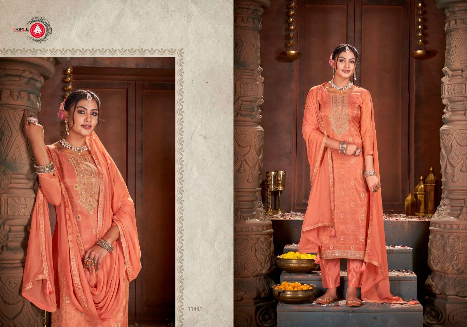 Triple Aaa Kethi Simar Jecquard Dress Material Wholesale catalog