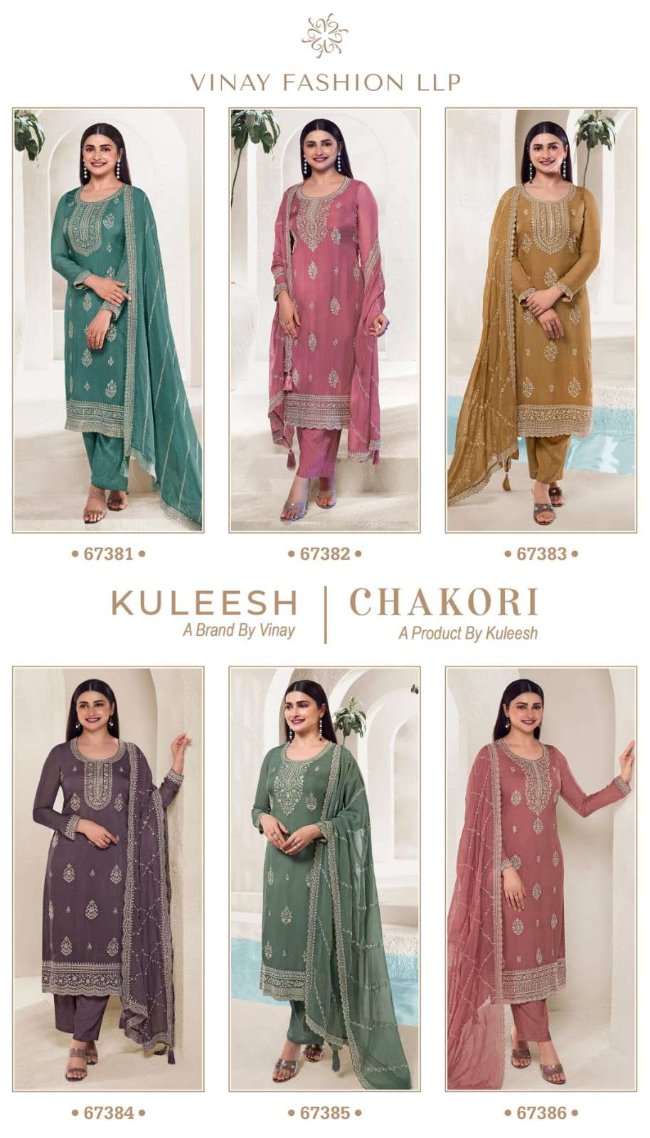 Vinay Kuleesh Chakori Embroidred Salwar Suit Wholesale catalog