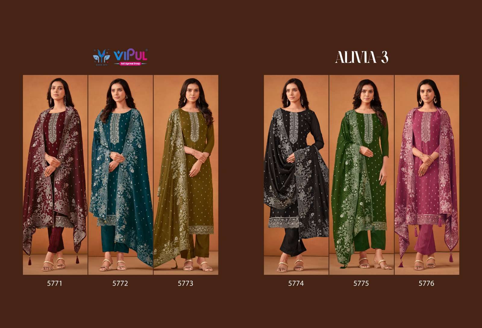 Vipul Alivia 3 Soft Georgette Salwar Suits Wholesale catalog