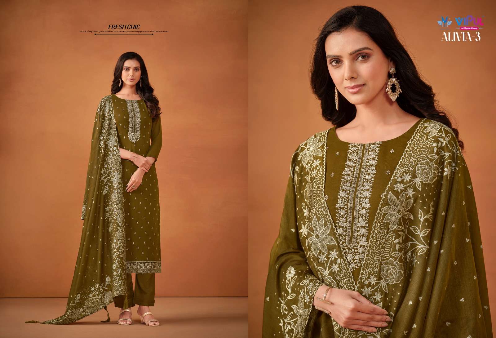 Vipul Alivia 3 Soft Georgette Salwar Suits Wholesale catalog