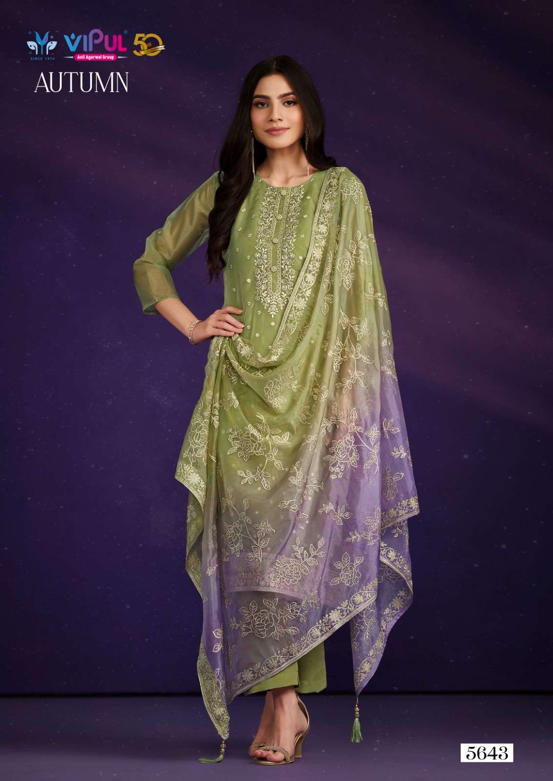 Vipul Autumn Soft Organza Embroidery Salwar Kameez Wholesale catalog