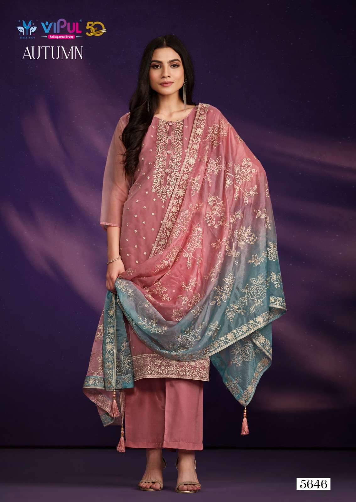 Vipul Autumn Soft Organza Embroidery Salwar Kameez Wholesale catalog