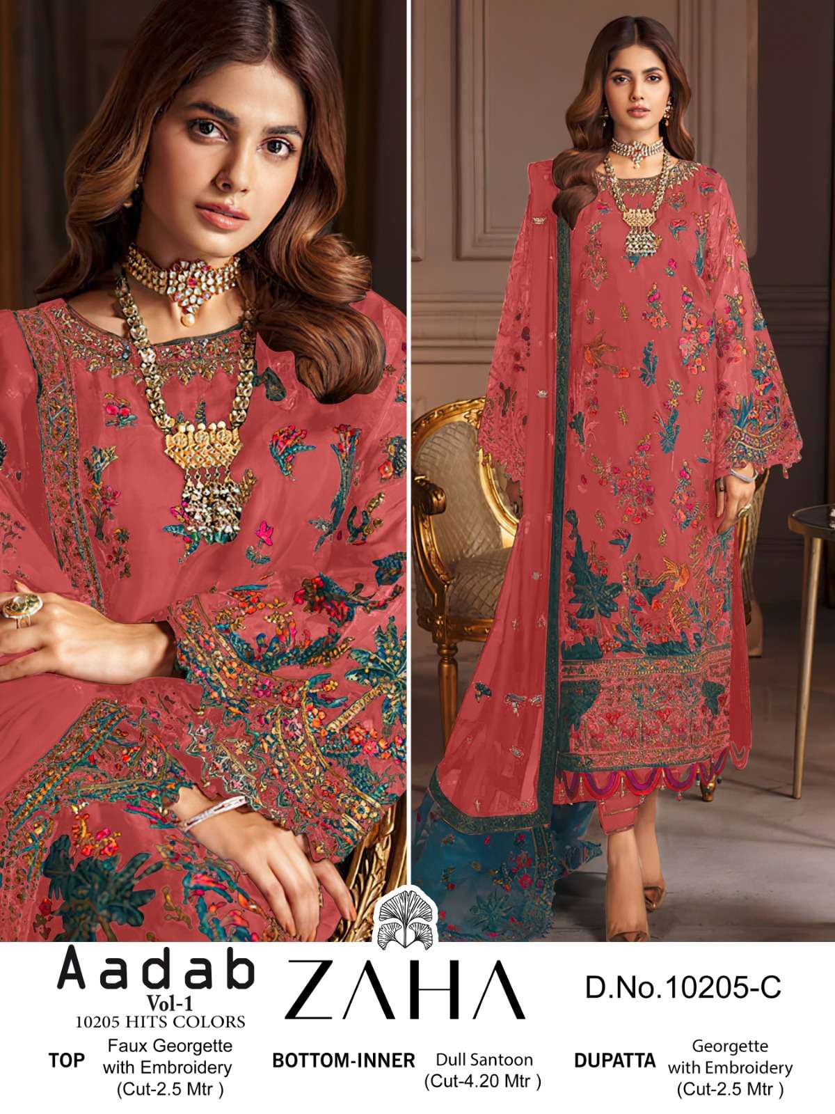 Zaha Aadab 10205 A To D Georgette Salwar Kameez Wholesale catalog