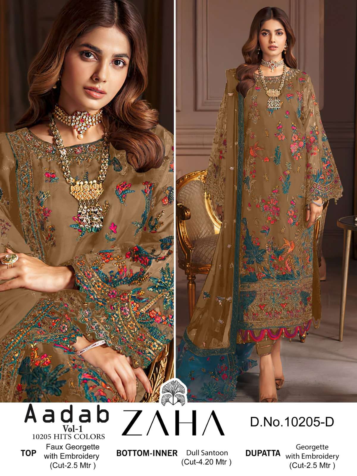 Zaha Aadab 10205 A To D Georgette Salwar Kameez Wholesale catalog