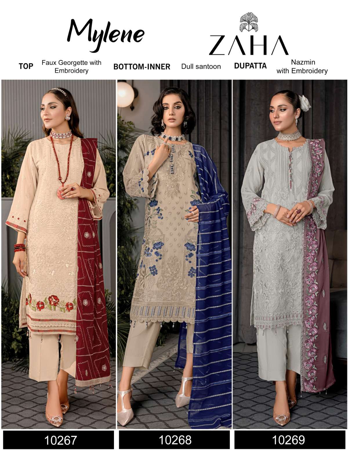 Zaha Mylene Vol 1 Georgette Pakistani Suit Wholesale catalog
