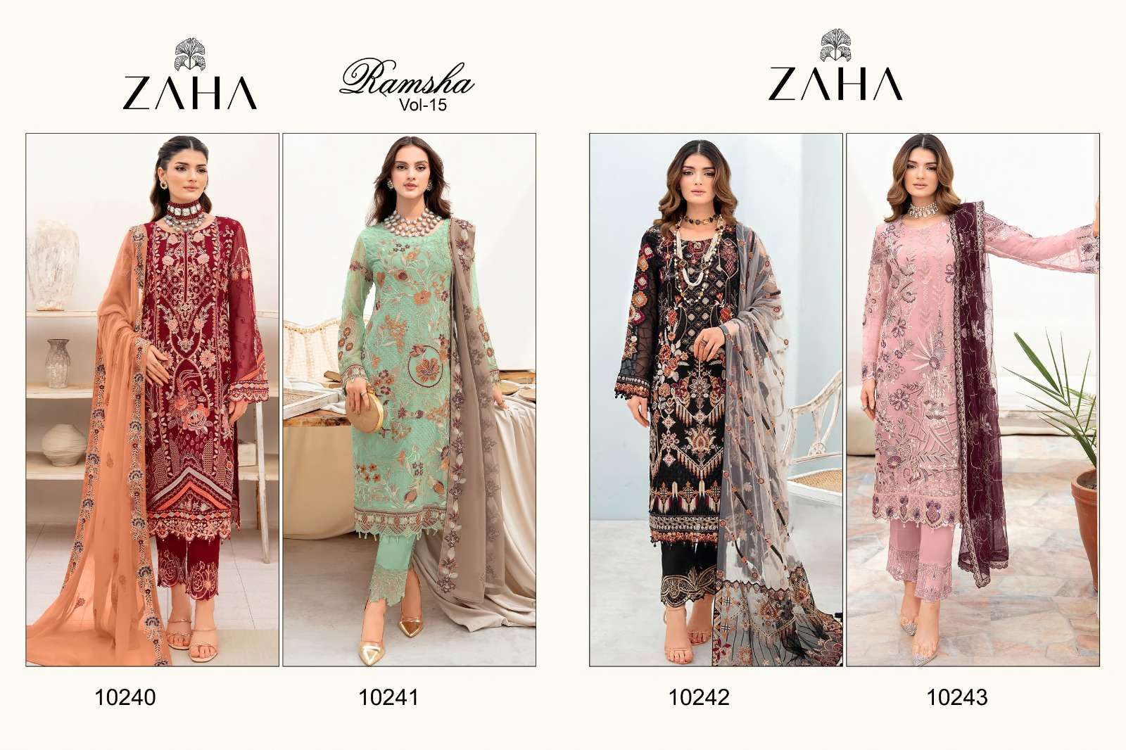 Zaha Ramsha Vol 15 Embroidered Salwar Kameez Wholesale catalog