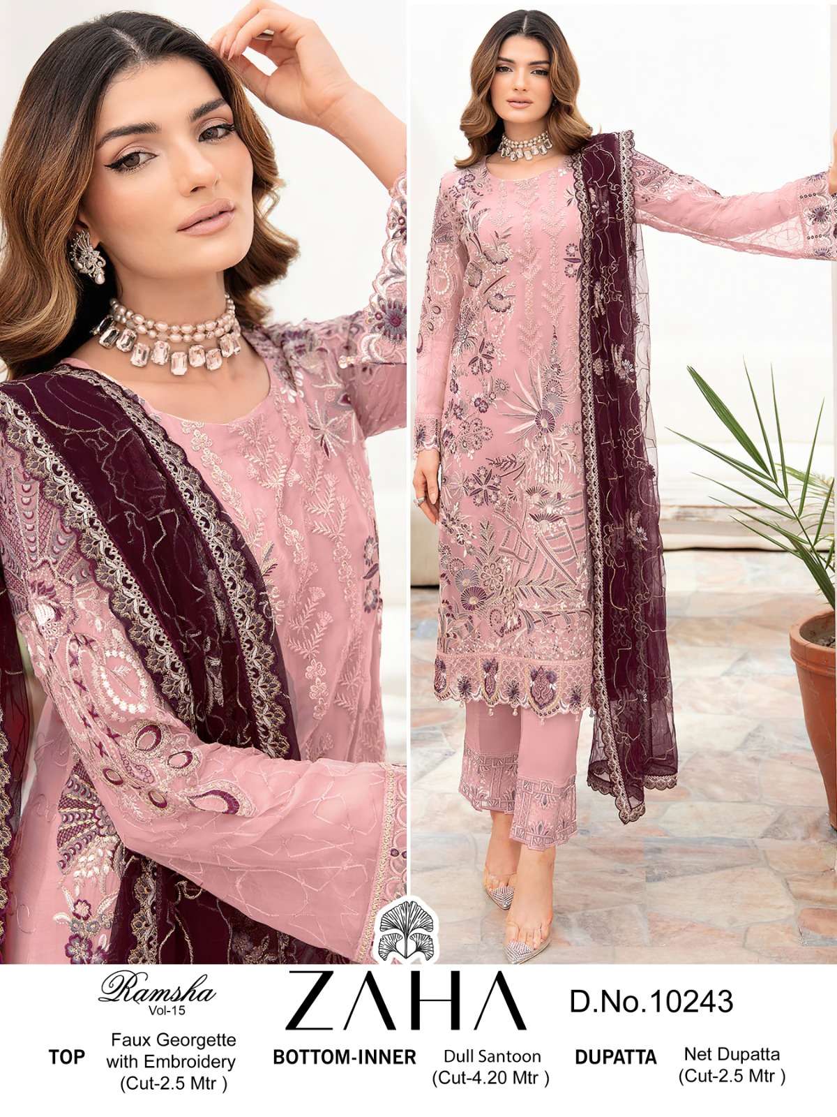 Zaha Ramsha Vol 15 Embroidered Salwar Kameez Wholesale catalog