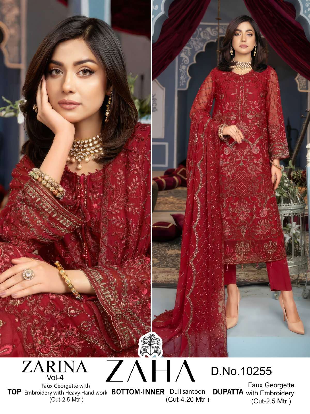 Zaha Zarina Vol 4 Fancy Georgette Salwar Kameez Wholesale catalog