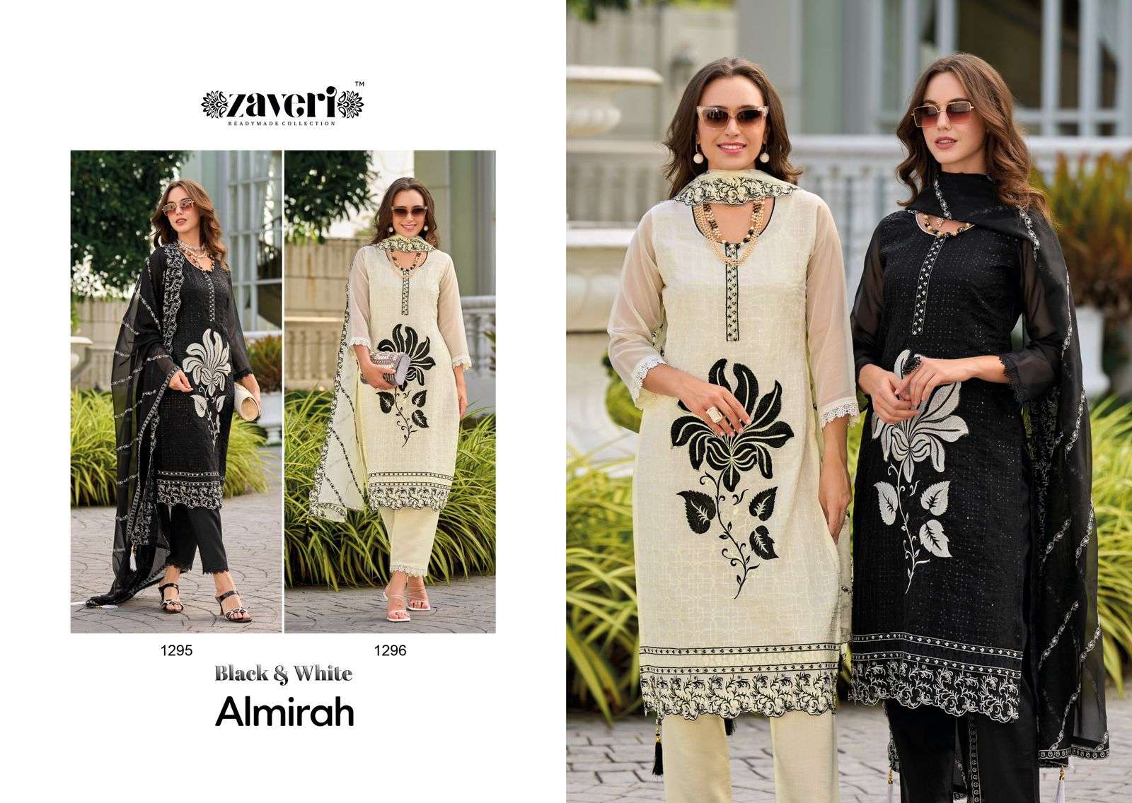 Zaveri Black And White Almirah Salwar Kameez Wholesale catalog
