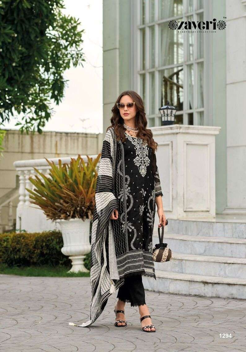 Zaveri Black And White Simi Salwar Kameez Wholesale catalog