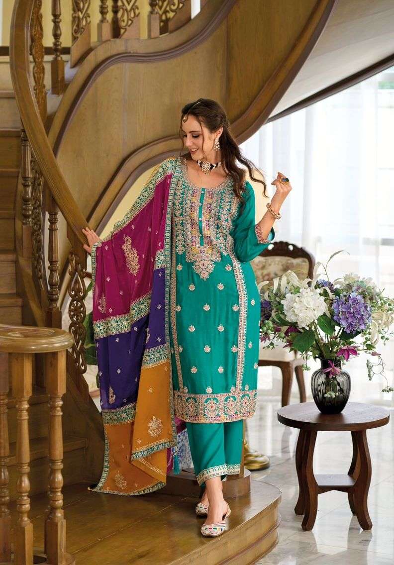 Zaveri Twisha Embroidery Chinon Salwar Suits Wholesale catalog