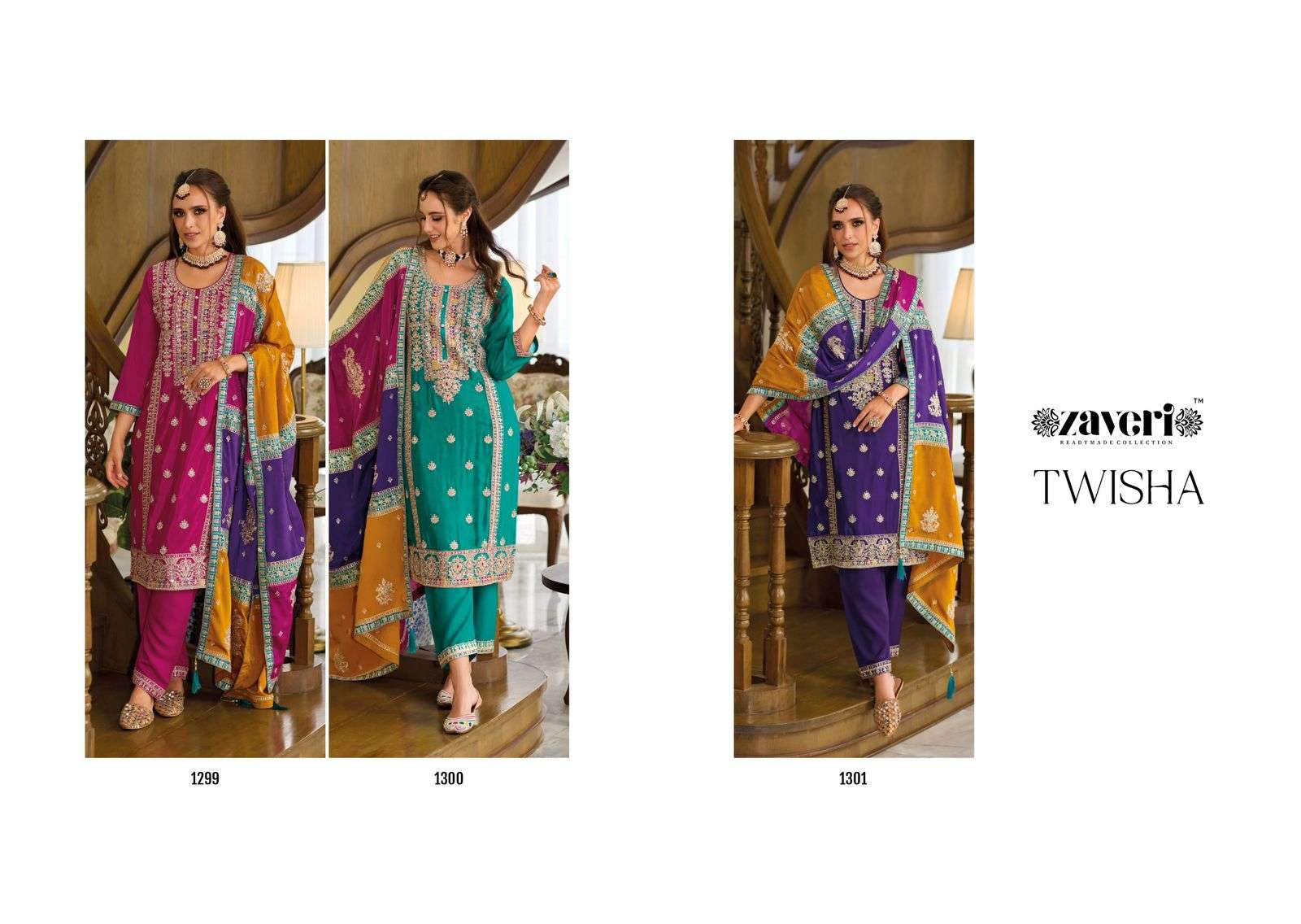 Zaveri Twisha Embroidery Chinon Salwar Suits Wholesale catalog