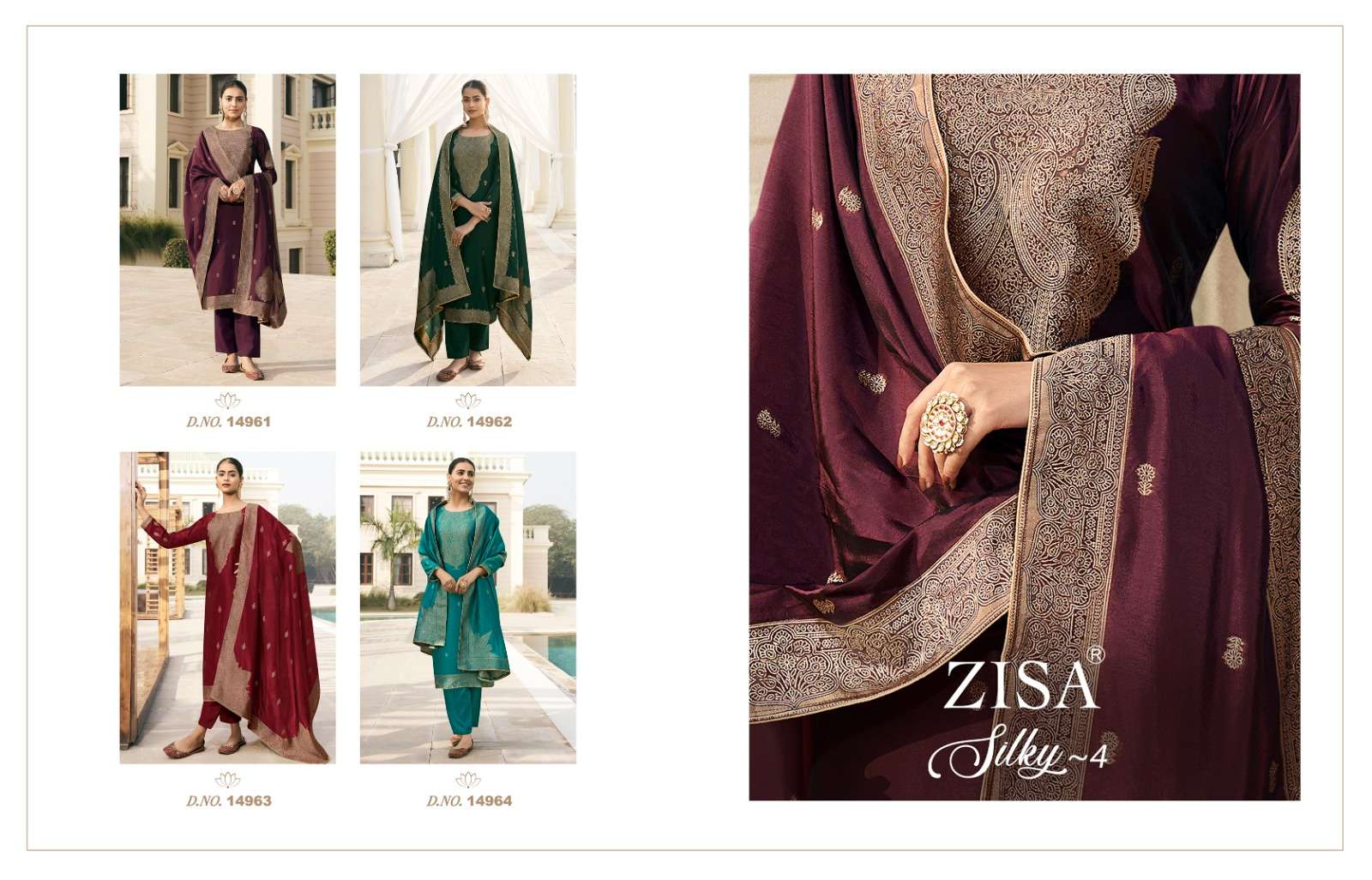 Zisa Silky 4 Silk Designer Salwar Kameez Wholesale catalog