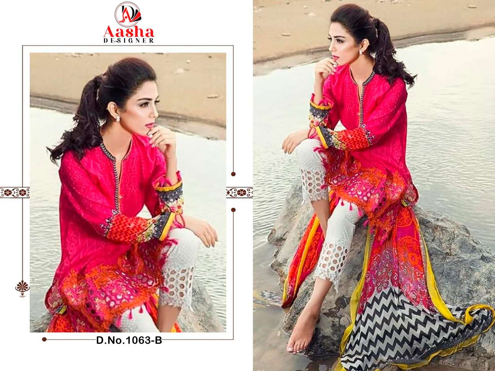 Aasha Maria B Vol 1 Chiffon Dupatta Salwar Suits Wholesale catalog