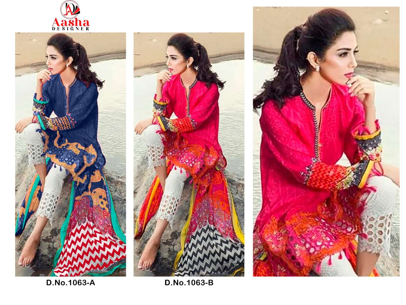 Aasha Maria B Vol 1 Cotton Dupatta Salwar Suits Wholesale catalog