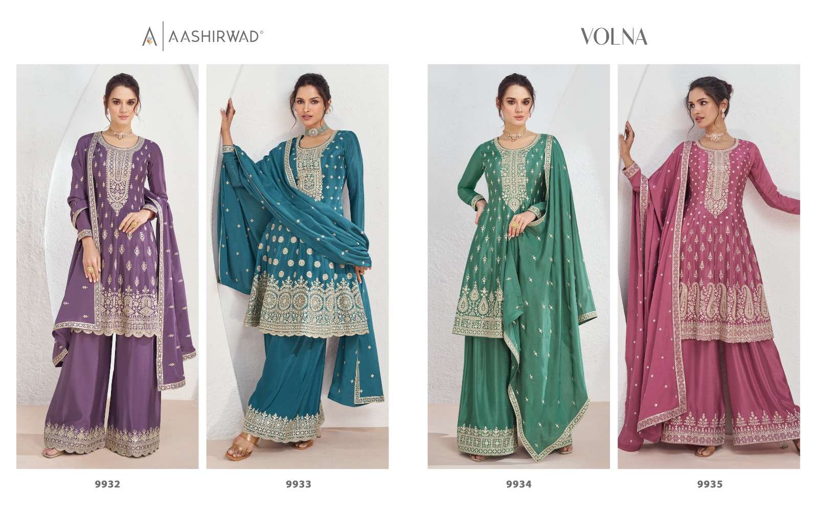 Aashirwad Gulkand Volna Chinon Silk Salwar Suit Wholesale catalog