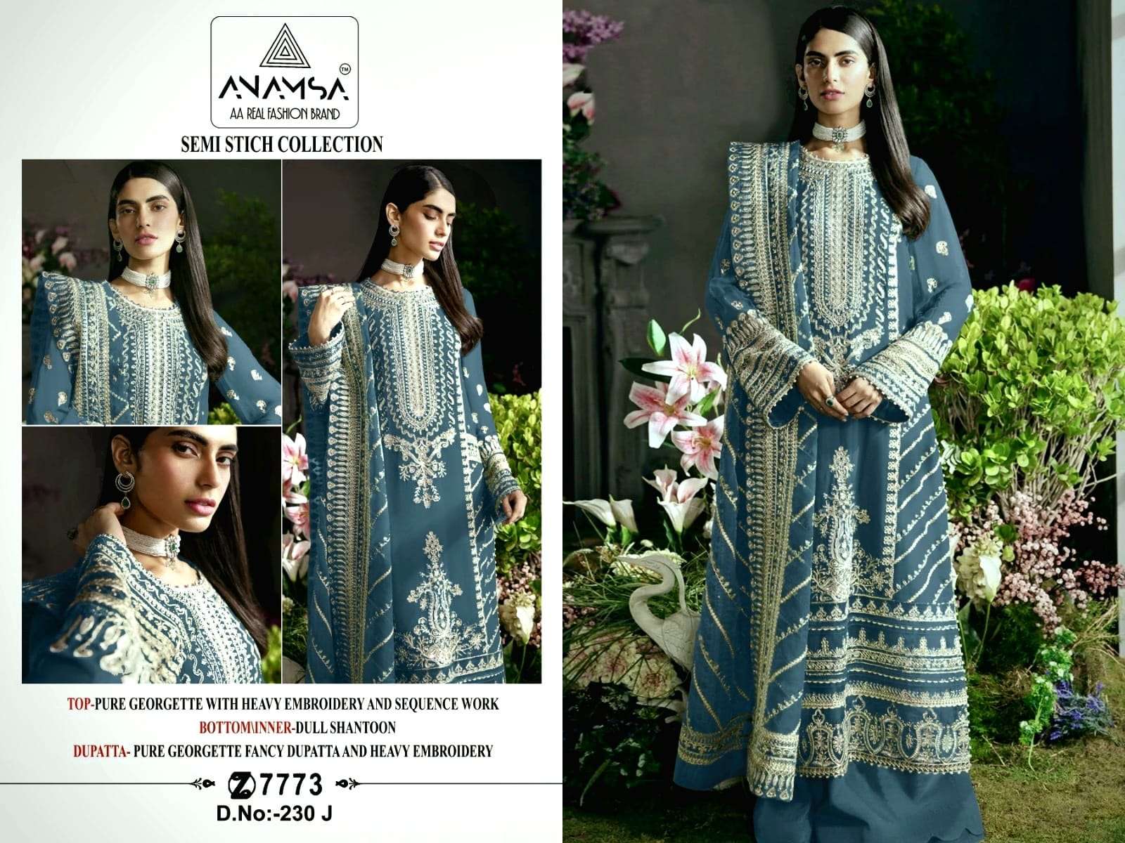 Anamsa 230 I To L Hit Colors Pakistani Suit Wholesale catalog