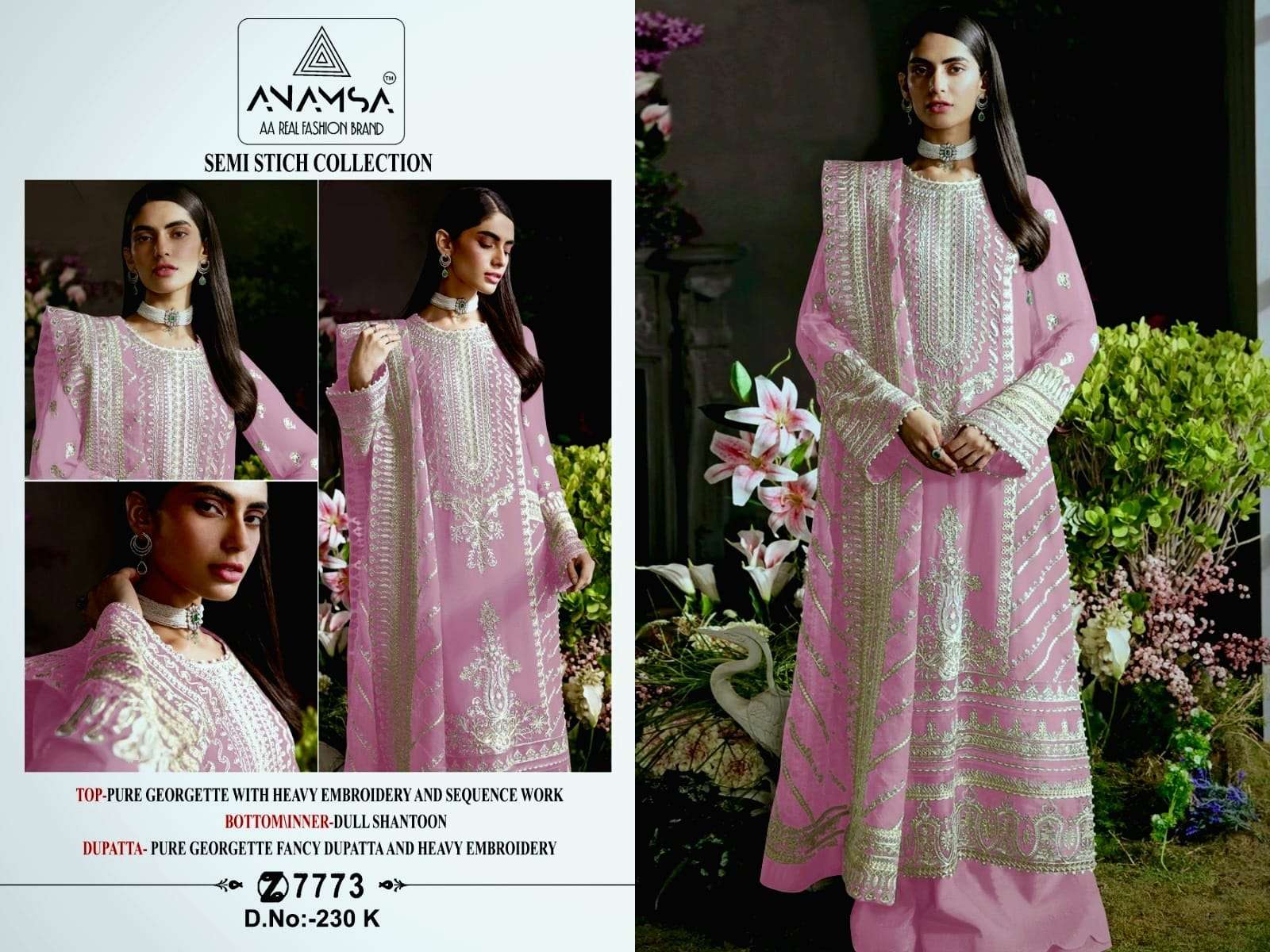 Anamsa 230 I To L Hit Colors Pakistani Suit Wholesale catalog