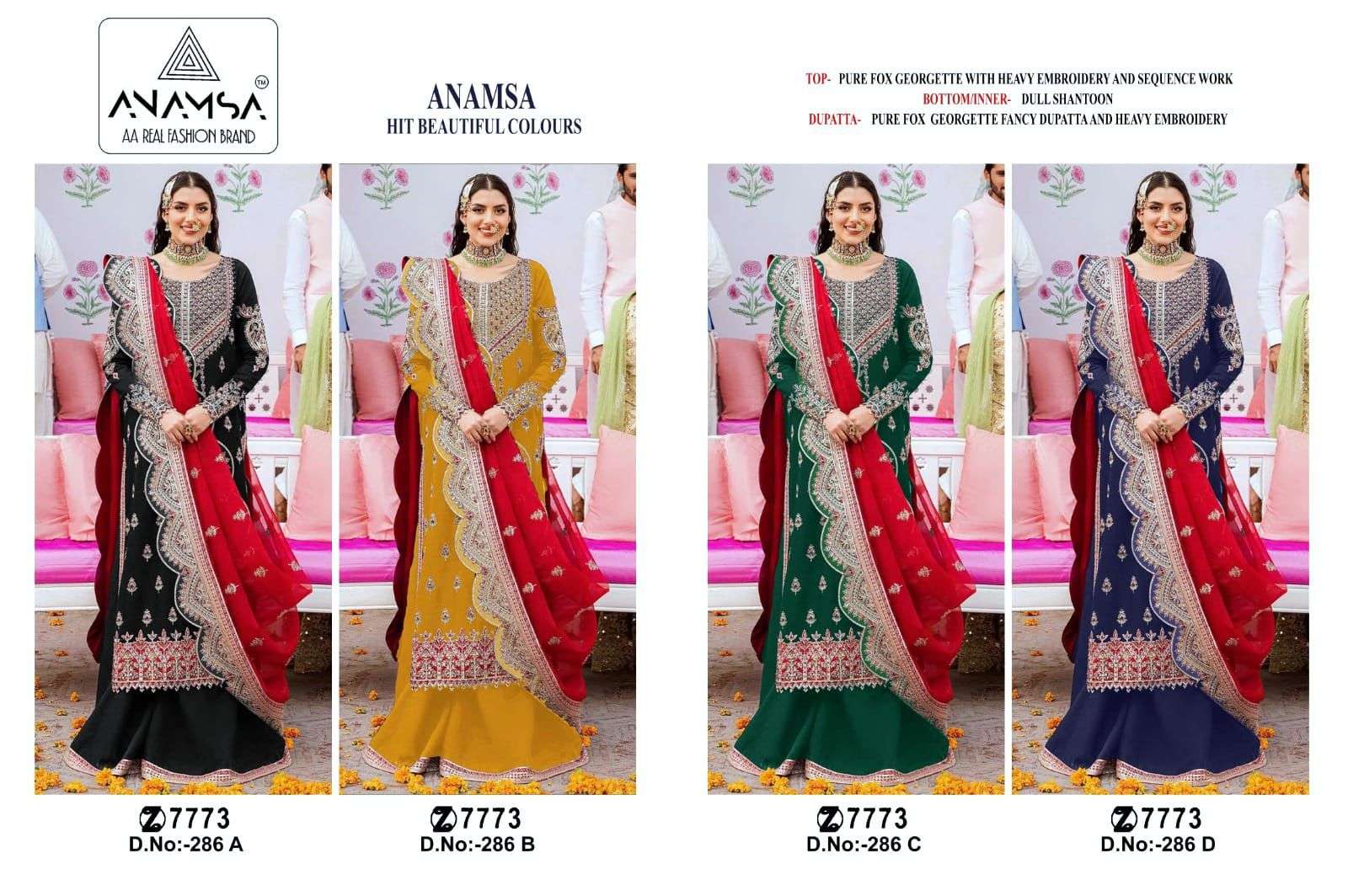 Anamsa 286 A To D Hit Colors Salwar Suit Wholesale catalog