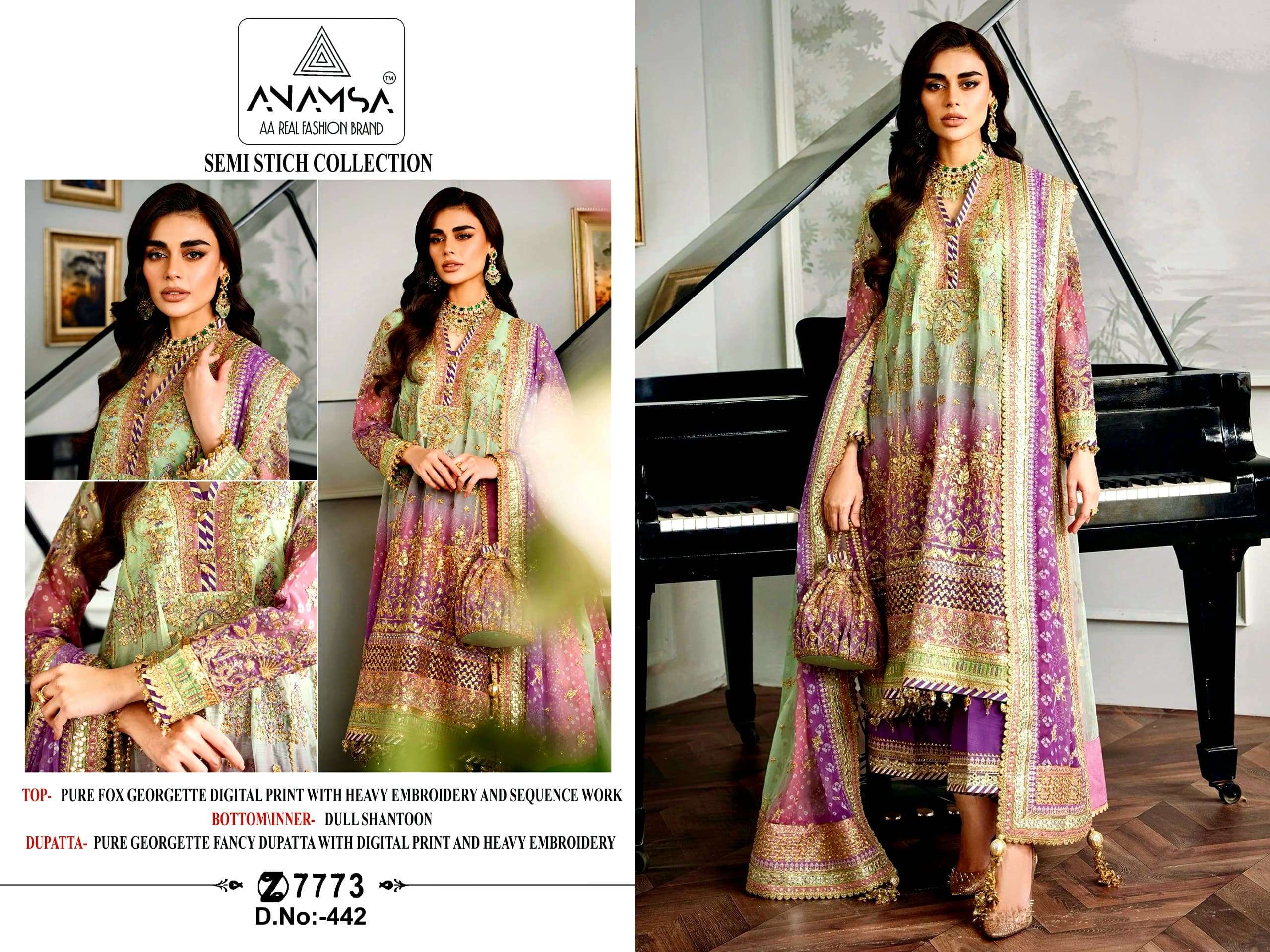 Anamsa 442 Georgette Salwar Kameez Wholesale catalog