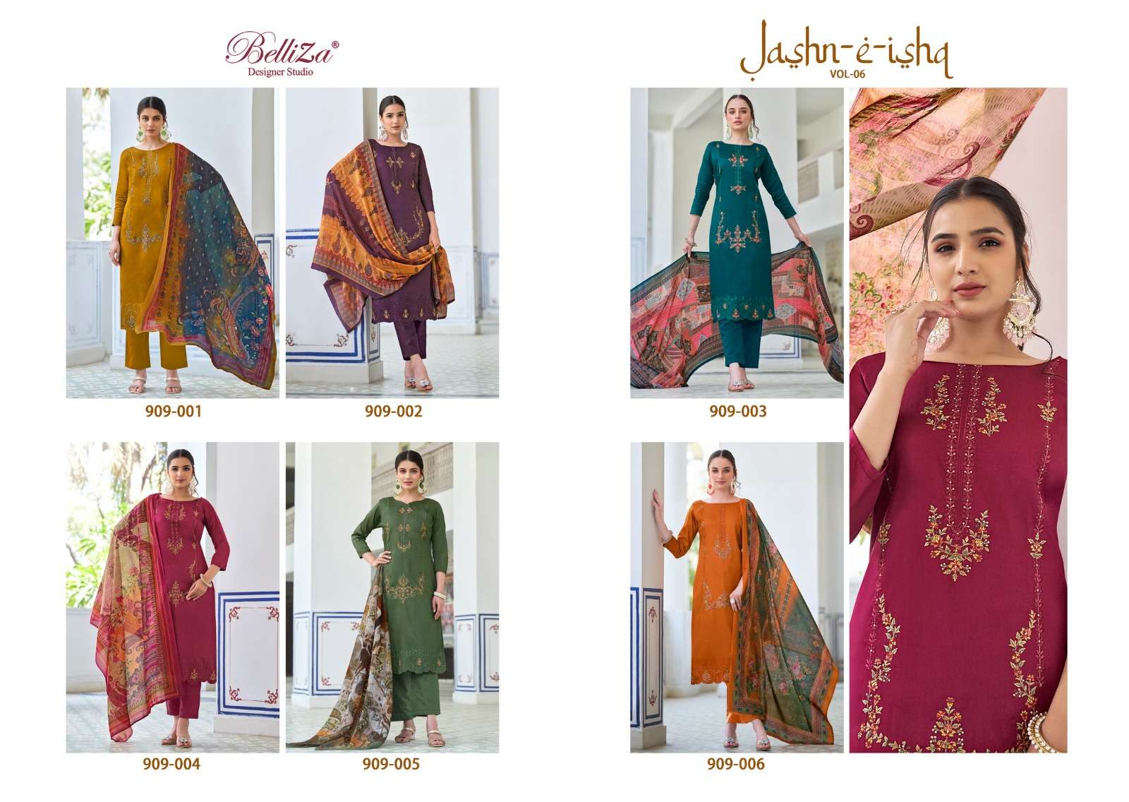 Belliza Jashn E Ishq Vol 6 Cotton Embroidered Dress Material Wholesale catalog