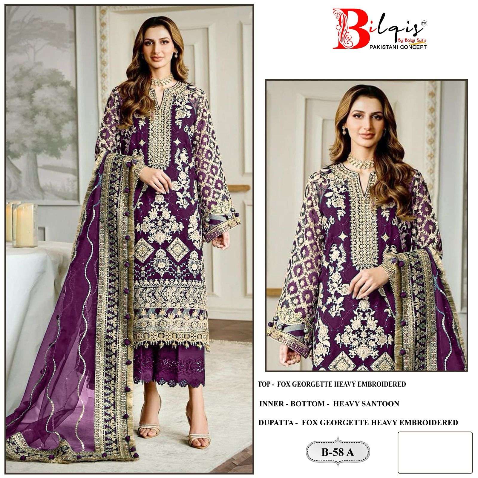 Bilqis B 58 A To D Georgette Salwar Kameez Wholesale catalog