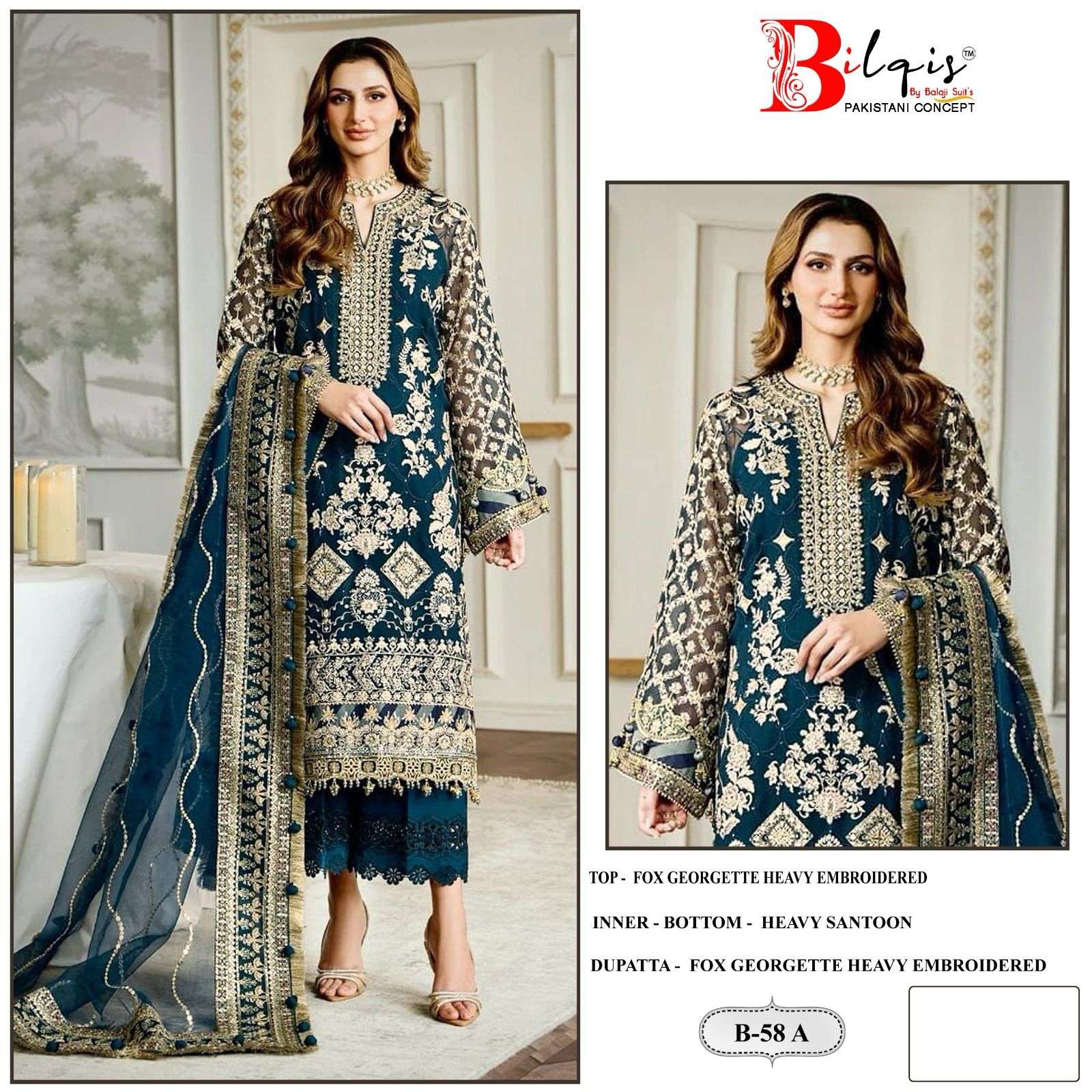 Bilqis B 58 A To D Georgette Salwar Kameez Wholesale catalog