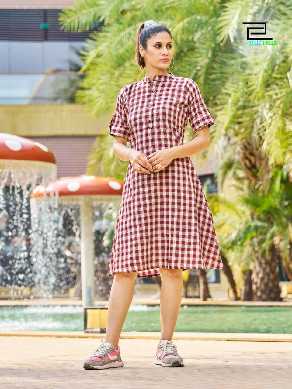 BLUE HILLS CHECKERS Kurti Wholesale catalog