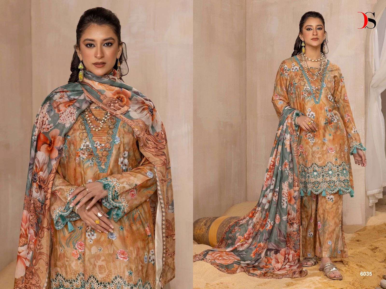 Deepsy Adans Print Kari Lawn 2024 Chiffon Dupatta Pakistani Suit Wholesale catalog