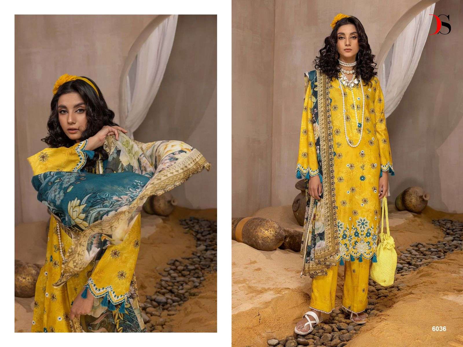 Deepsy Adans Print Kari Lawn 2024 Chiffon Dupatta Pakistani Suit Wholesale catalog