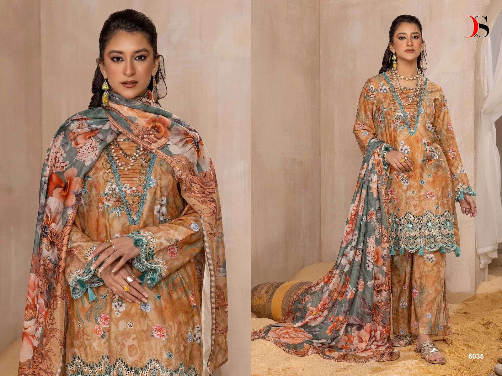 Deepsy Adans Print Kari Lawn 2024 Cotton Dupatta Pakistani Suit Wholesale catalog