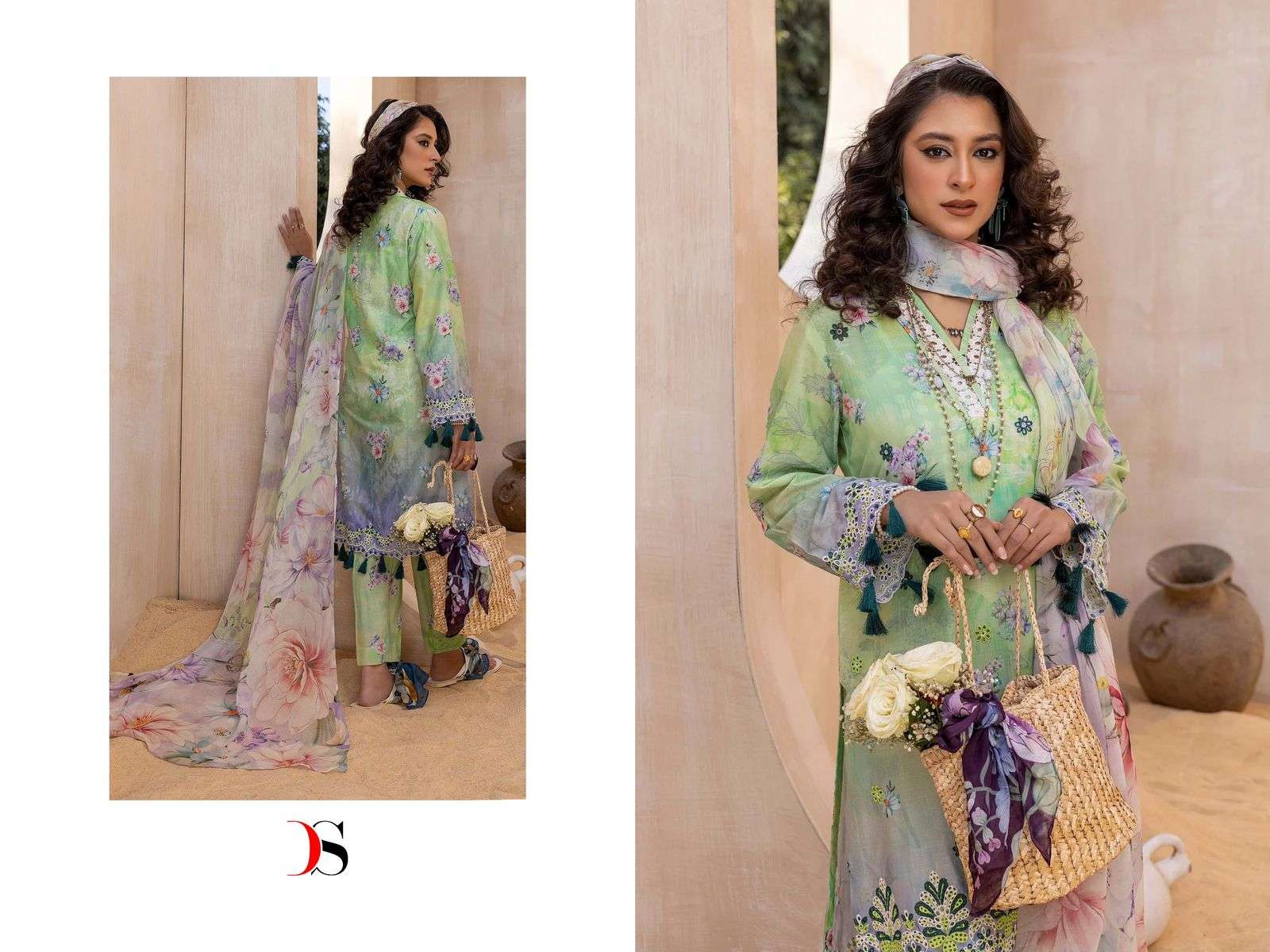 Deepsy Adans Print Kari Lawn 2024 Cotton Dupatta Pakistani Suit Wholesale catalog