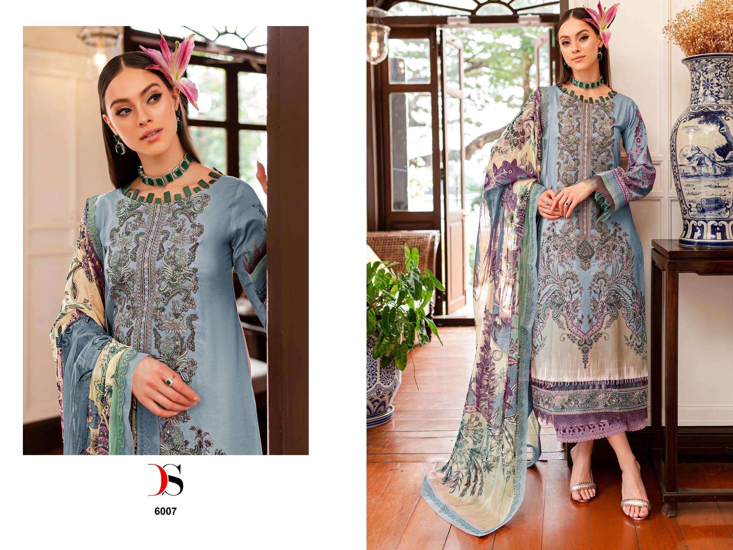 Deepsy Firdous Queens Court 6 Cotton Dupatta Pakistani Suits Wholesale catalog