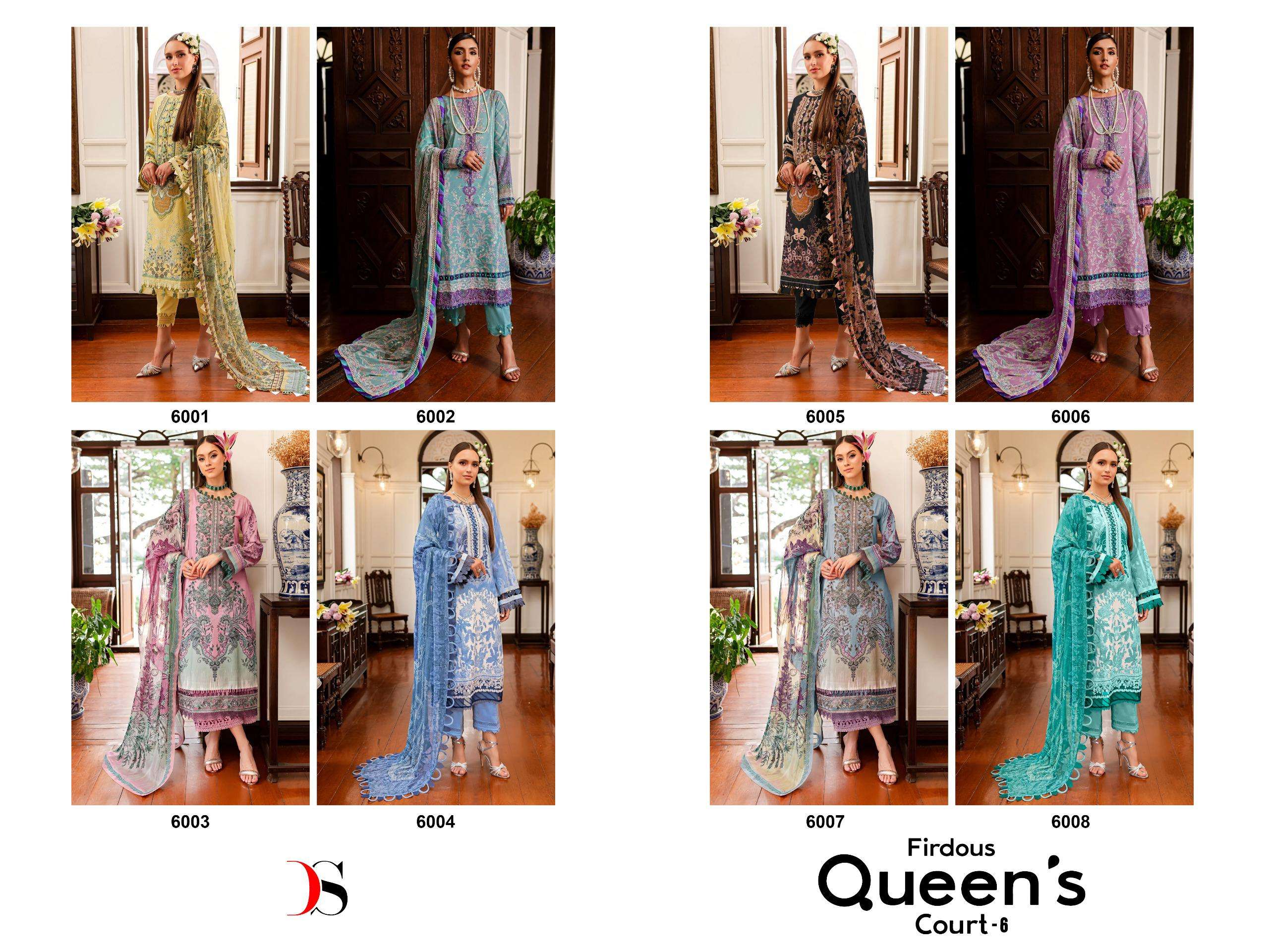 Deepsy Firdous Queens Court 6 Cotton Dupatta Pakistani Suits Wholesale catalog