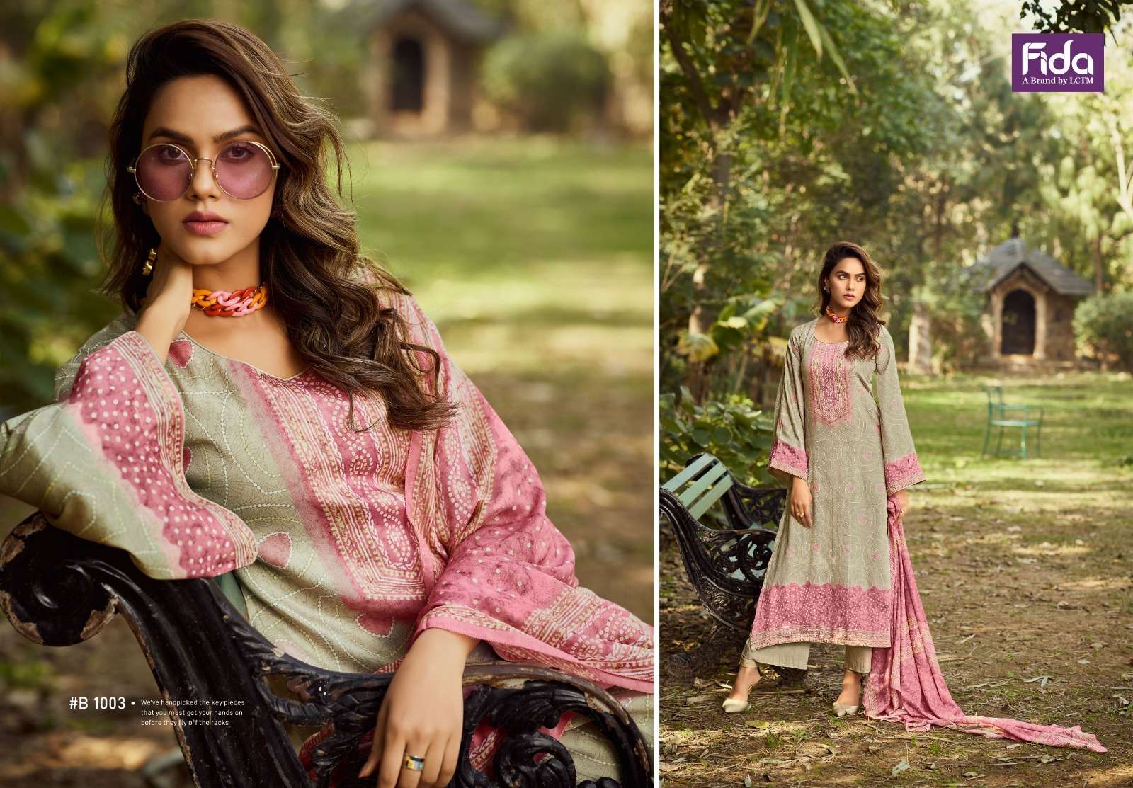 Fida Bandhani Cotton Digital Dress Material Wholesale catalog