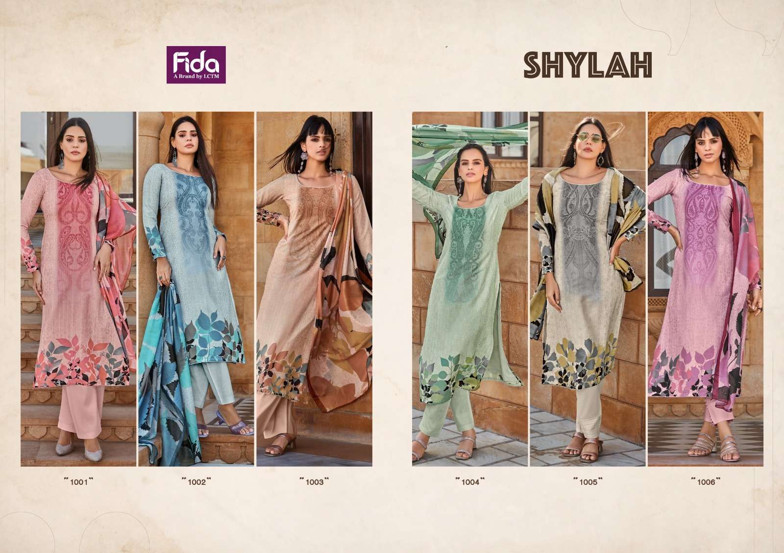 Fida Shylah Digital Blended Voile Cotton Dress Material Wholesale catalog
