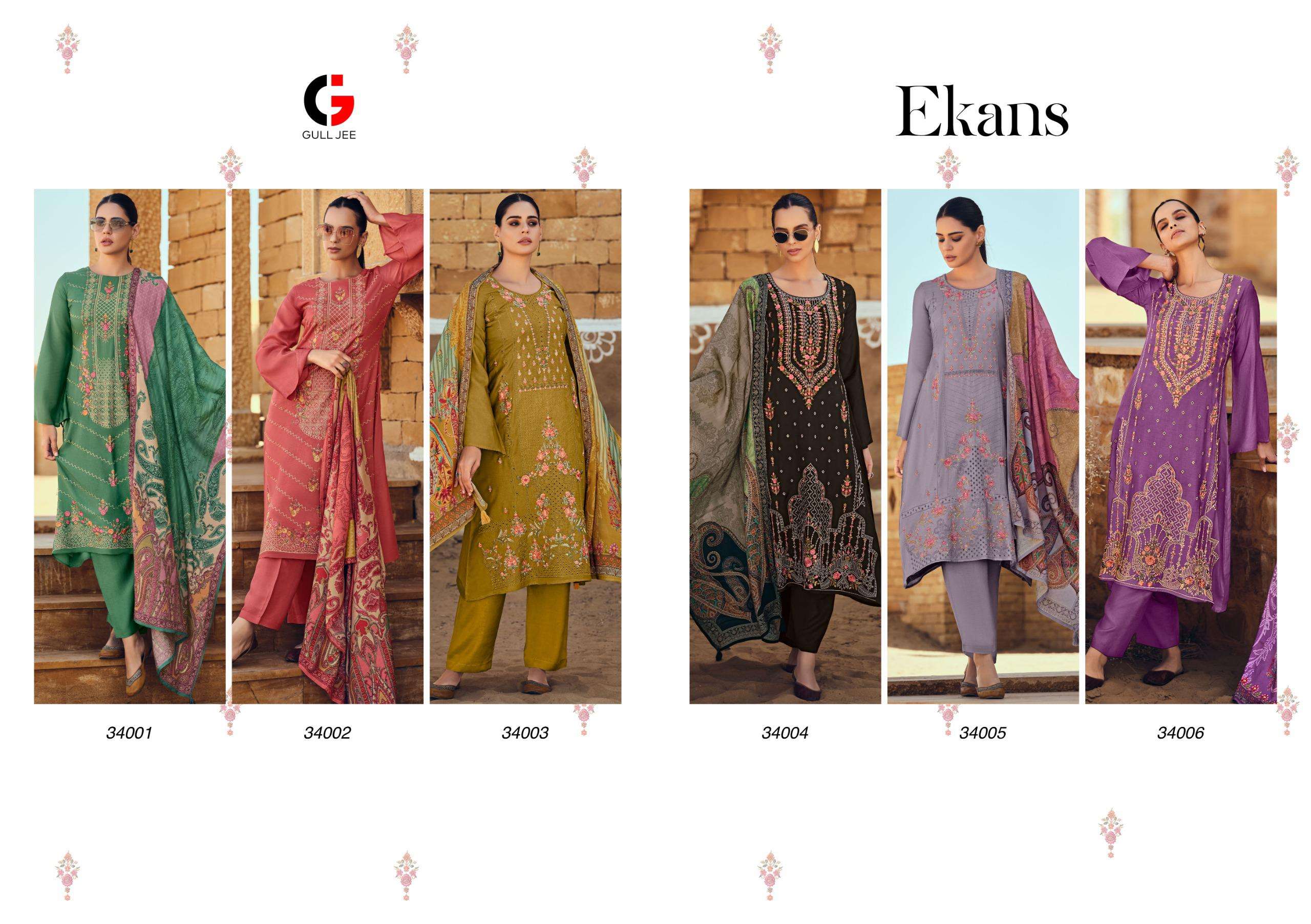 Gull Jee Ekans Masleen Silk Embroidery Salwar Suits Wholesale catalog