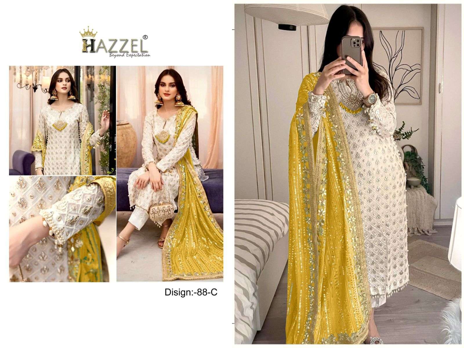 Hazzel 88 A To F Georgette Pakistani Suits Wholesale catalog
