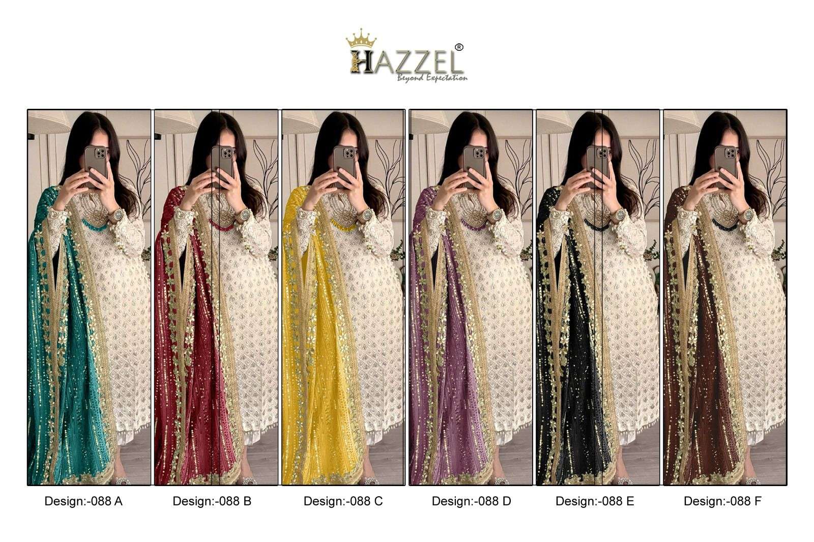 Hazzel 88 A To F Georgette Pakistani Suits Wholesale catalog