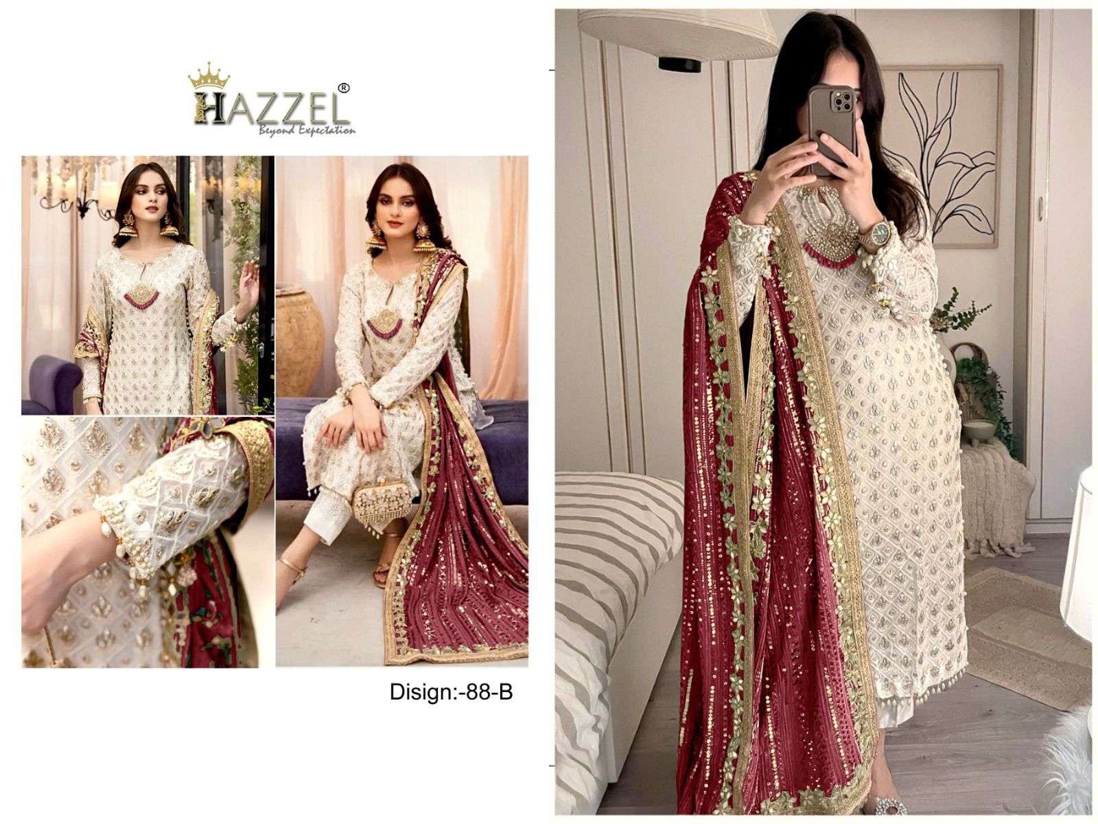 Hazzel 88 A To F Georgette Pakistani Suits Wholesale catalog