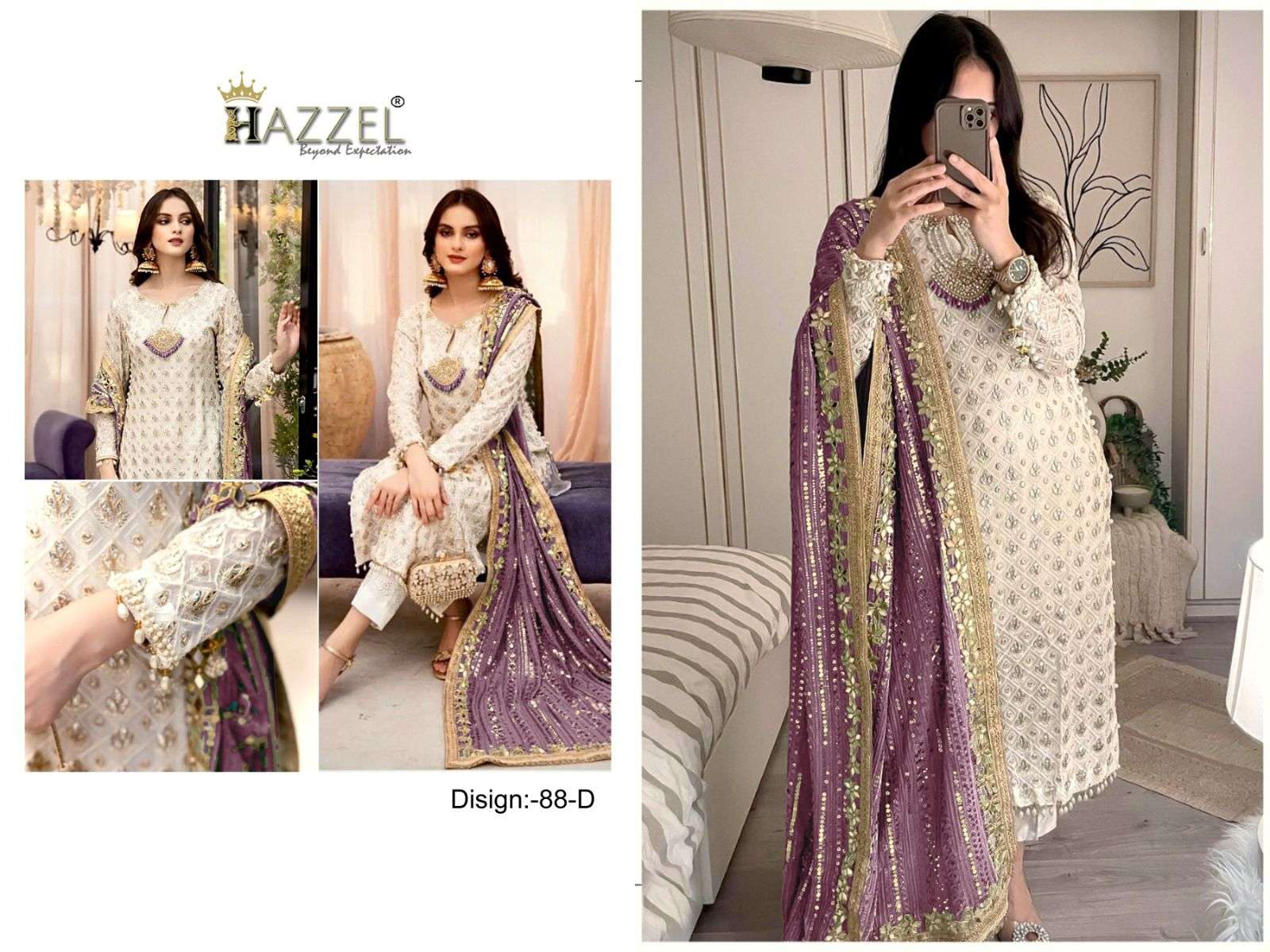 Hazzel 88 A To F Georgette Pakistani Suits Wholesale catalog