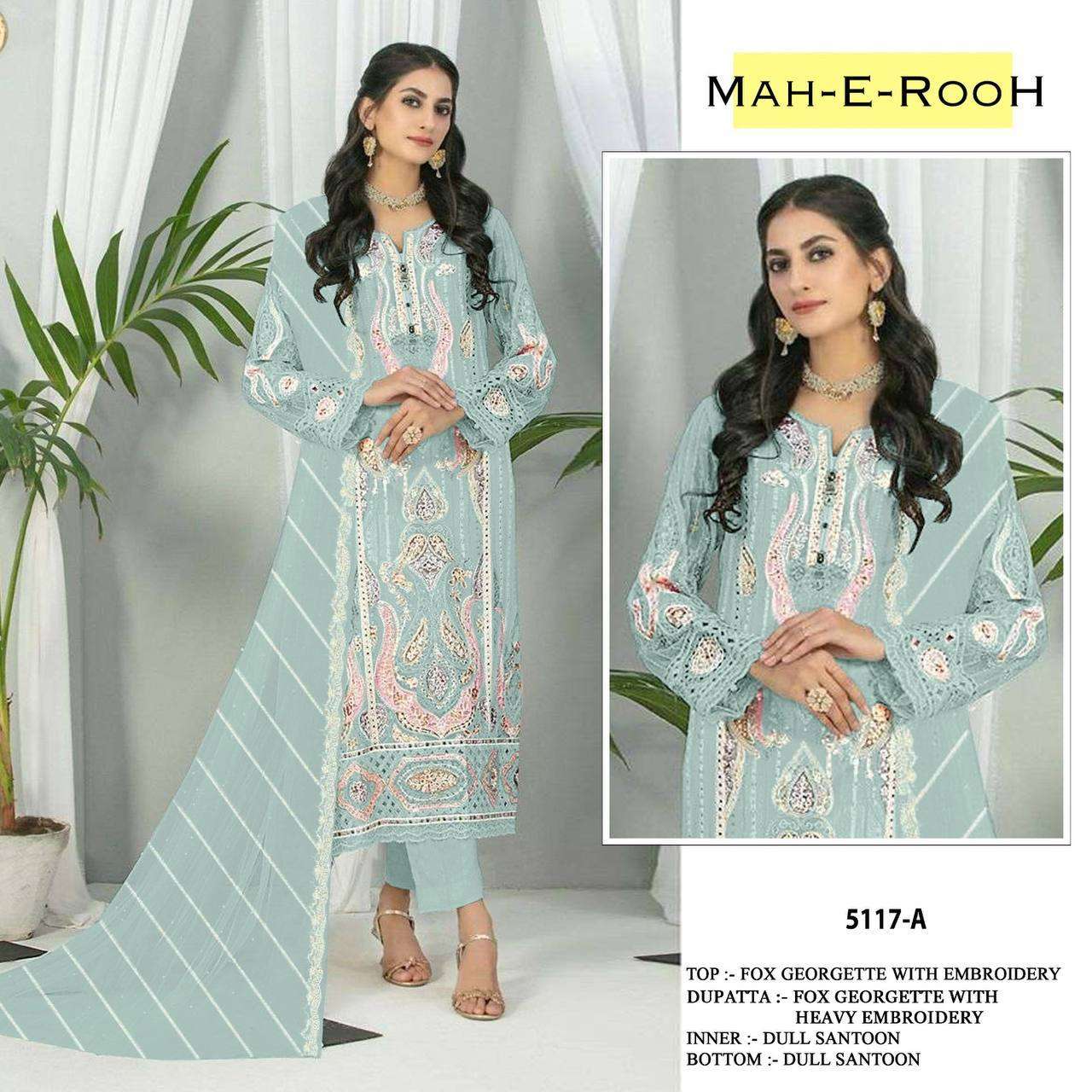 Mah E Rooh 5117 A To G Faux Georgette Salwar Suit Wholesale catalog